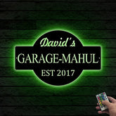 Custom Garage Metal Wall Art Led Light, Personalized Mechanic Workshop Man Cave Metal Name Sign, Man Cave Cabinet Garage Metal Wall Decor